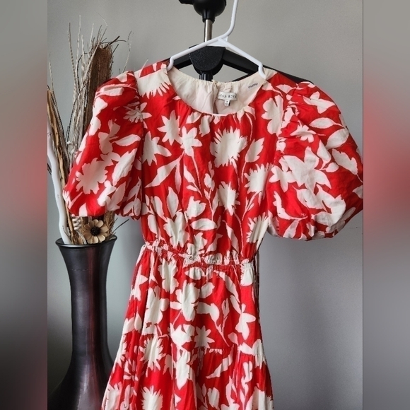 Moon River Women's Side tie, Cut-out Floral Print Tiered Shirred Dress. … - Picture 5 of 16